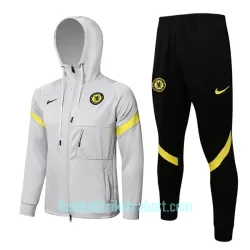 Chelsea Trainingsjacke mit Kapuze 2022/23 Hellgraue Chelsea Trainingsjacke mit Kapuze 2022/23 Hellgraue