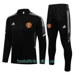 Manchester United Champions League Sweatshirts Anzüge Kinder 2022/23 Viertelreißverschluss Schwarz-Weiß