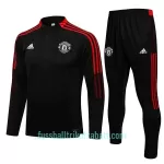 Manchester United Sweatshirts Anzüge Kinder 2022/23 Viertelreißverschluss Schwarz-rote