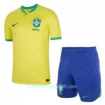 Günstige Brasilien Kindertrikot Heim WM 2022 Kurzarm