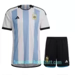 Günstige Argentinien Kindertrikot Heim WM 2022 Kurzarm