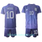 Günstige Argentinien Lionel Messi 10 Kindertrikot Auswärts WM 2022 Kurzarm