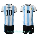 Günstige Argentinien Lionel Messi 10 Kindertrikot Heim WM 2022 Kurzarm