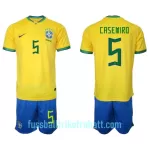 Günstige Brasilien Casemiro 5 Kindertrikot Heim WM 2022 Kurzarm