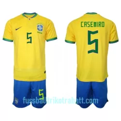 Günstige Brasilien Casemiro 5 Kindertrikot Heim WM 2022 Kurzarm Günstige Brasilien Casemiro 5 Kindertrikot Heim WM 2022 Kurzarm