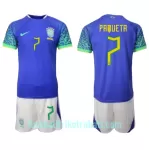 Günstige Brasilien Lucas Paqueta 7 Kindertrikot Auswärts WM 2022 Kurzarm