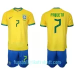 Günstige Brasilien Lucas Paqueta 7 Kindertrikot Heim WM 2022 Kurzarm