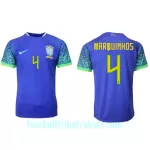 Günstige Brasilien Marquinhos 4 Herrentrikot Auswärts WM 2022 Kurzarm