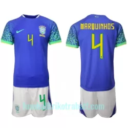 Günstige Brasilien Marquinhos 4 Kindertrikot Auswärts WM 2022 Kurzarm Günstige Brasilien Marquinhos 4 Kindertrikot Auswärts WM 2022 Kurzarm