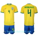 Günstige Brasilien Marquinhos 4 Kindertrikot Heim WM 2022 Kurzarm