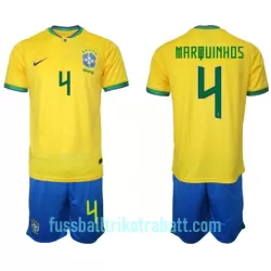 Günstige Brasilien Marquinhos 4 Kindertrikot Heim WM 2022 Kurzarm Günstige Brasilien Marquinhos 4 Kindertrikot Heim WM 2022 Kurzarm