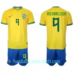 Günstige Brasilien Richarlison 9 Kindertrikot Heim WM 2022 Kurzarm