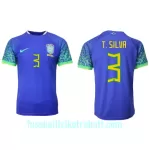 Günstige Brasilien Thiago Silva 3 Herrentrikot Auswärts WM 2022 Kurzarm