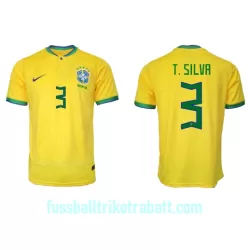 Günstige Brasilien Thiago Silva 3 Herrentrikot Heim WM 2022 Kurzarm Günstige Brasilien Thiago Silva 3 Herrentrikot Heim WM 2022 Kurzarm