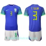 Günstige Brasilien Thiago Silva 3 Kindertrikot Auswärts WM 2022 Kurzarm
