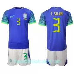 Günstige Brasilien Thiago Silva 3 Kindertrikot Auswärts WM 2022 Kurzarm Günstige Brasilien Thiago Silva 3 Kindertrikot Auswärts WM 2022 Kurzarm