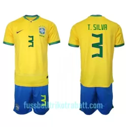 Günstige Brasilien Thiago Silva 3 Kindertrikot Heim WM 2022 Kurzarm Günstige Brasilien Thiago Silva 3 Kindertrikot Heim WM 2022 Kurzarm