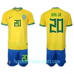 Günstige Brasilien Vini JR 20 Kindertrikot Heim WM 2022 Kurzarm