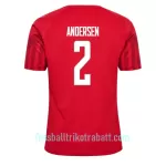 Günstige Dänemark Joachim Andersen 2 Herrentrikot Heim WM 2022 Kurzarm