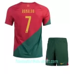 Günstige Portugal Cristiano Ronaldo 7 Kindertrikot Heim WM 2022 Kurzarm