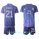 Günstige Argentinien Paulo Dybala 21 Kindertrikot Auswärts WM 2022 Kurzarm