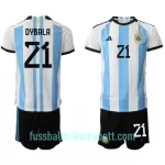 Günstige Argentinien Paulo Dybala 21 Kindertrikot Heim WM 2022 Kurzarm