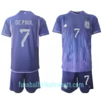 Günstige Argentinien Rodrigo de Paul 7 Kindertrikot Auswärts WM 2022 Kurzarm