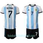 Günstige Argentinien Rodrigo de Paul 7 Kindertrikot Heim WM 2022 Kurzarm