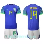 Günstige Brasilien Antony 19 Kindertrikot Auswärts WM 2022 Kurzarm