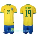 Günstige Brasilien Antony 19 Kindertrikot Heim WM 2022 Kurzarm