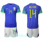Günstige Brasilien Eder Militao 14 Kindertrikot Auswärts WM 2022 Kurzarm