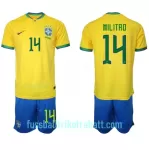 Günstige Brasilien Eder Militao 14 Kindertrikot Heim WM 2022 Kurzarm