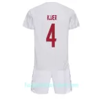Günstige Dänemark Simon Kjaer 4 Kindertrikot Auswärts WM 2022 Kurzarm