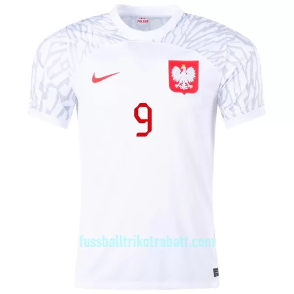 Günstige Polen LEWANDOWSKI 9 Herrentrikot Heim WM 2022 Kurzarm