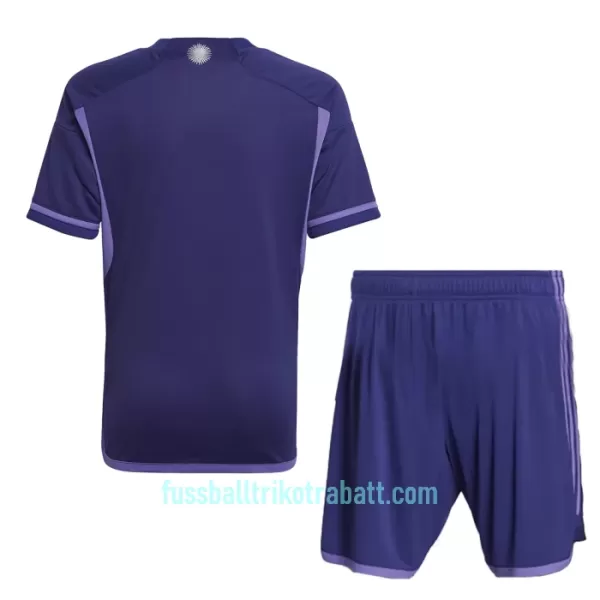Günstige Argentinien 3 Star Kindertrikot Auswärts WM 2022 Kurzarm