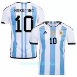 Günstige Argentinien 3 Star MARADONA 10 Herrentrikot Heim WM 2022 Kurzarm