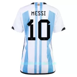 Günstige Argentinien 3 Star MESSI 10 Damentrikot WM 2022 Kurzarm