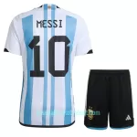 Günstige Argentinien 3 Star MESSI 10 Kindertrikot Heim WM 2022 Kurzarm