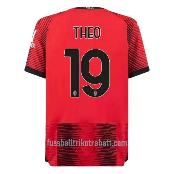 Günstige AC Mailand Theo 19 Kindertrikot Heim 2023/24 Kurzarm