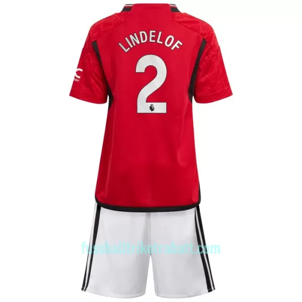 Günstige Manchester United Lindelof 2 Kindertrikot Heim 2023/24 Kurzarm