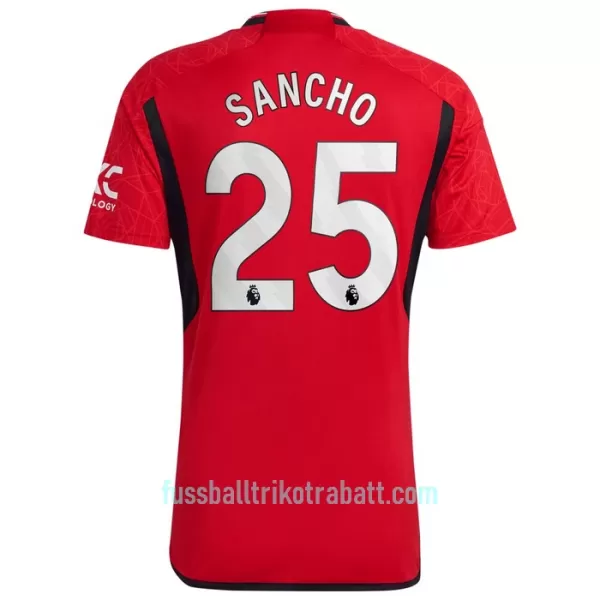 Günstige Manchester United Sancho 25 Herrentrikot Heim 2023/24 Kurzarm