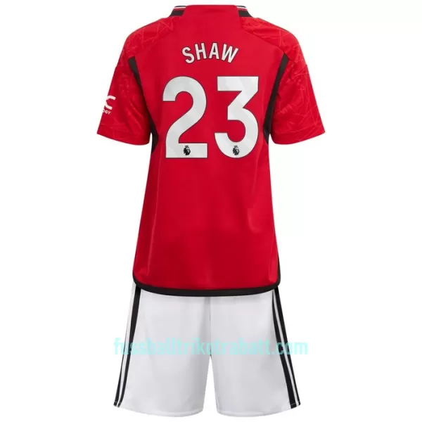 Günstige Manchester United Shaw 23 Kindertrikot Heim 2023/24 Kurzarm