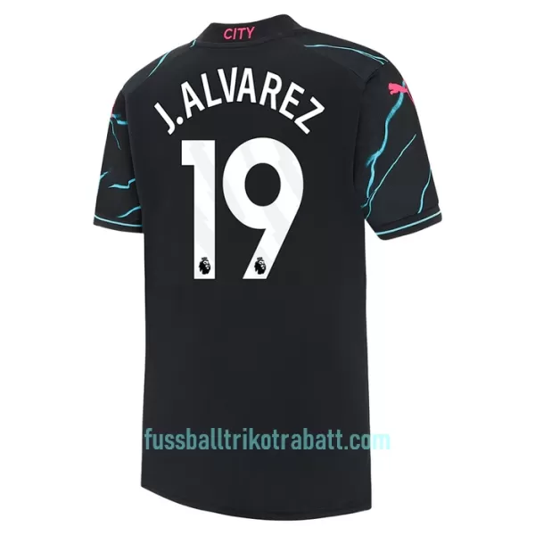 Günstige Manchester City J. Alvarez 19 Kindertrikot Ausweich 2023/24 Kurzarm