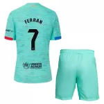 Günstige FC Barcelona Ferran 7 Kindertrikot Ausweich 2023/24 Kurzarm