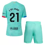 Günstige FC Barcelona Frenkie de Jong 21 Kindertrikot Ausweich 2023/24 Kurzarm