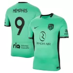 Günstige Atlético Madrid Memphis 9 Herrentrikot Ausweich 2023/24 Kurzarm