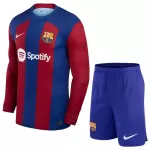 Günstige FC Barcelona Kindertrikot Heim 2023/24 Langarm