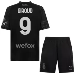 Günstige AC Mailand Olivier Giroud 9 Kindertrikot Vierte 2023/24 Kurzarm Schwarze