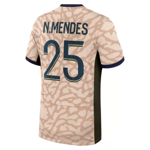 Günstige Paris Saint-Germain Nuno Mendes 25 Herrentrikot Vierte Jordan 2023/24 Kurzarm