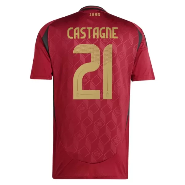 Günstige Belgien Castagne 21 Herrentrikot Heim EURO 2024 Kurzarm